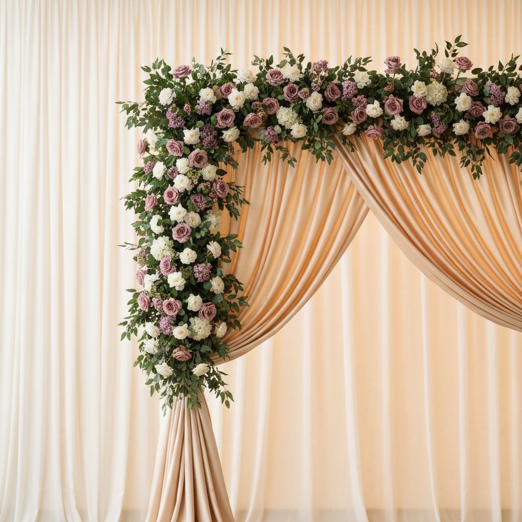 Wedding arch with mauve and white florals
